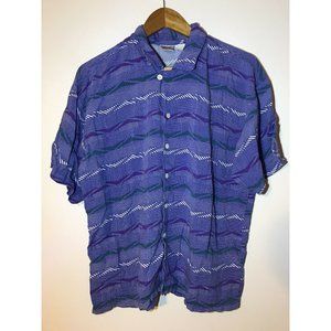 Vintage Men's Nike Blue Button Short Sleeve Shirt Size XL 80's 90's